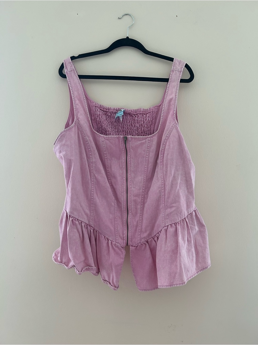 Pink Peplum Zip-Front Tank Top Size 2X